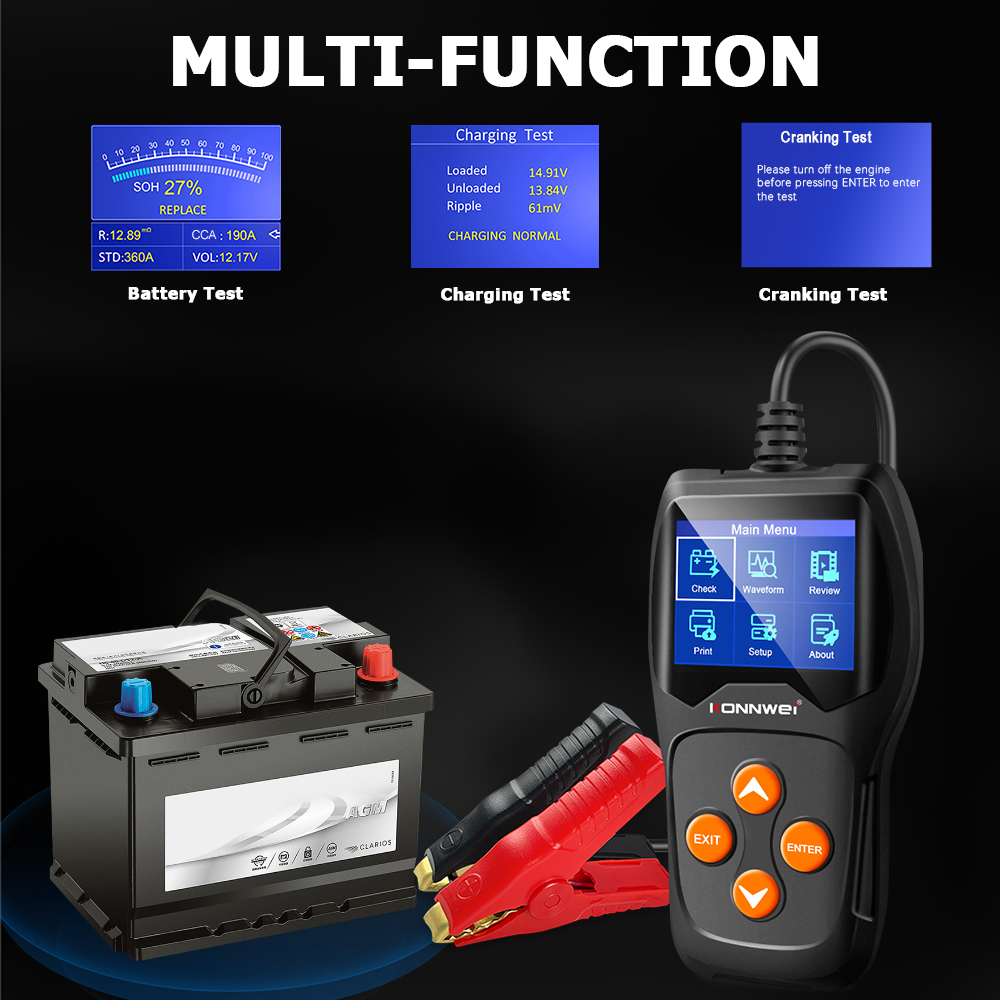 KONNWEI KW600 Professional Car - огляд і ціна Battery Load Tester