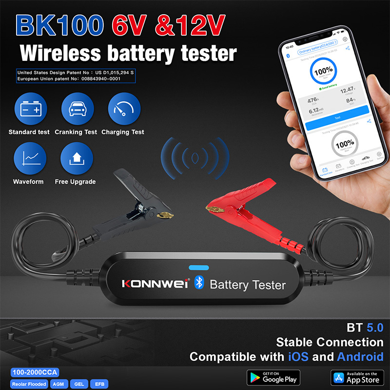 KONNWEI BK200 BK100 6V-12V-24V - огляд і ціна Battery Load Tester